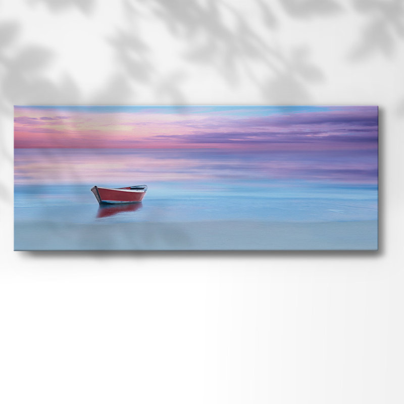 Plage sur toile, H 12 po x l 30 po x P 1,5 po