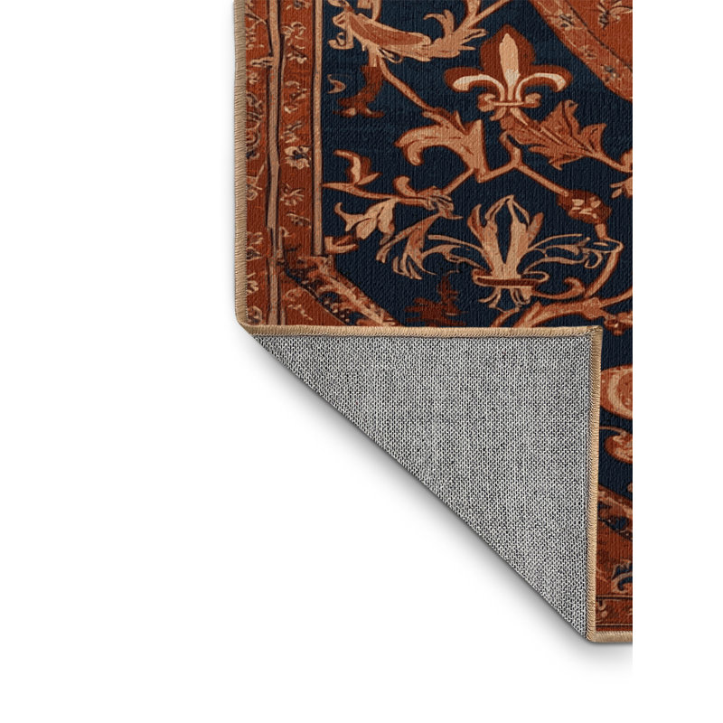 Tapis brun français lavable à la machine, Rond 5 pi