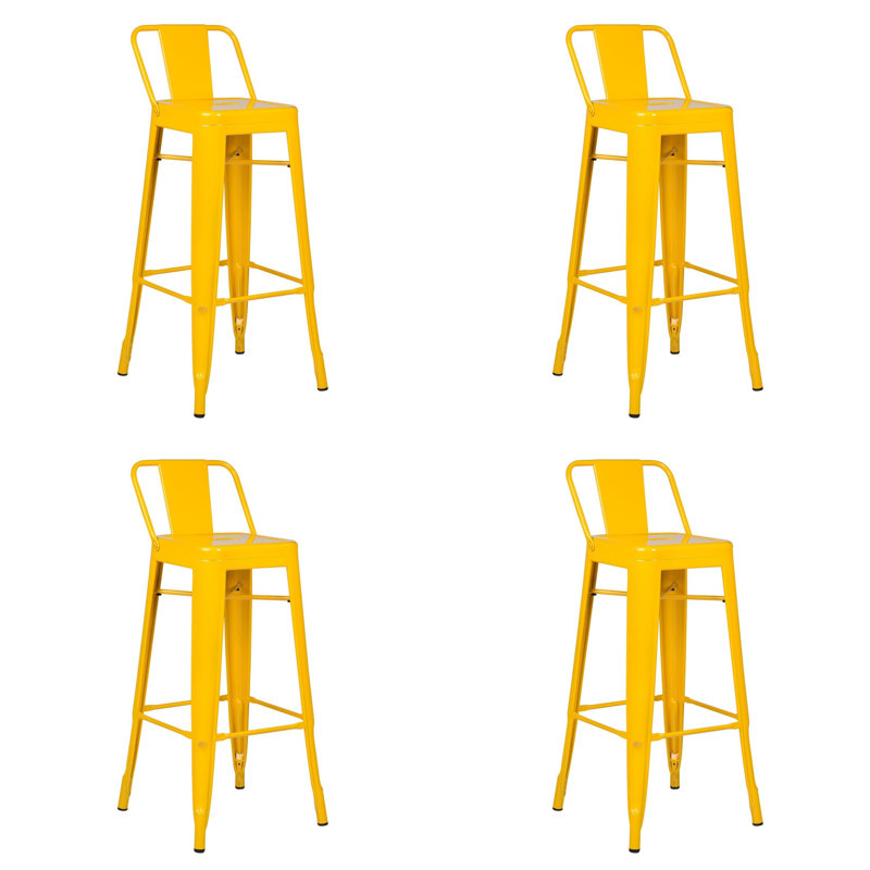 Tabouret de bar 26 po low back Hakana, Jaune