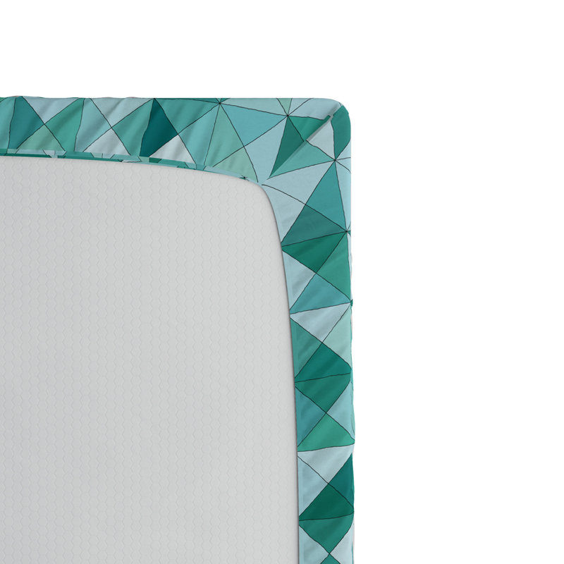 Microfiber Abstract Fitted Sheet, Twin Fitted Sheet, Teal Geometric 3