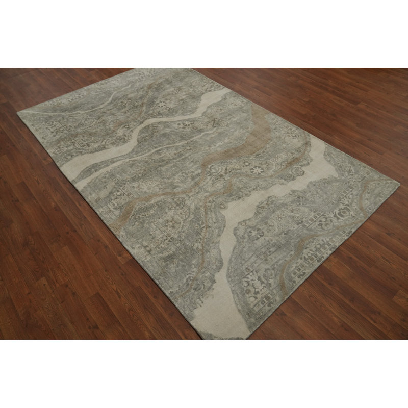 Tapis unique en coton 7 pi 11 po x 4 pi 11 po beige et ivoire