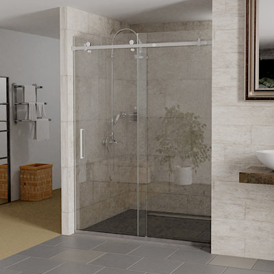 Bermuda 56"-60" W x 76" H Sliding Reversible Semi Frameless Shower Door