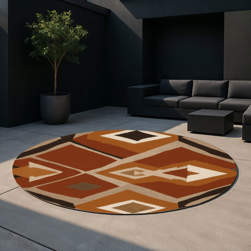 Tribal Flow Indoor And Outdoor Area Rug, Round 5'