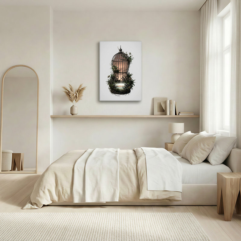 Ensemble de 1 tableau sur toile représentant une cage à oiseaux, 24"H x 16"W, Wrapped Canvas