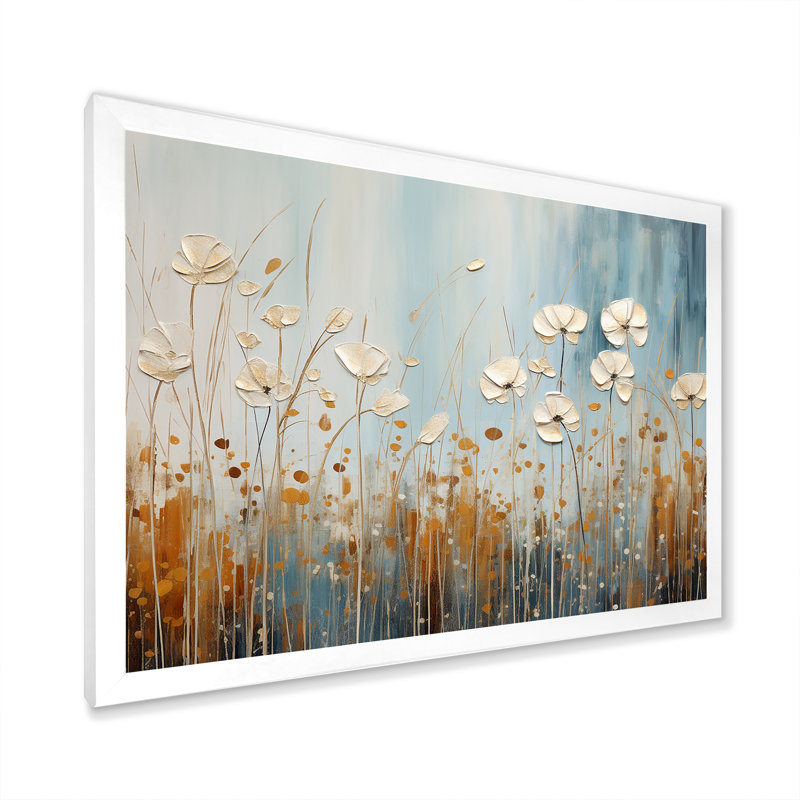 Minimalisme, fleurs sauvages, pays des merveilles sur toile, Cadre simple blanc, H 24 po x l 32 po x P 1 po