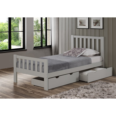 Lit plateforme simple en bois de pin brésilien avec rangement Ratcliff