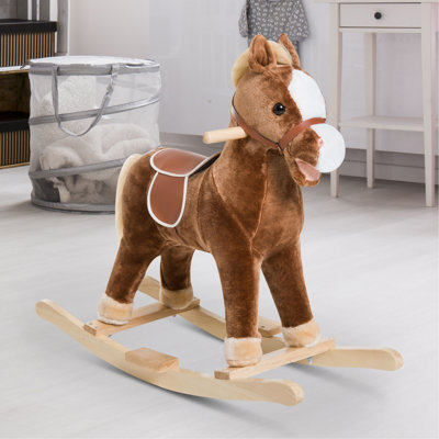 Jouet pour enfant en bas âge Qabo Kids Ride on Rocking Horse avec sons réalistes pour enfants de 3 ans - brun