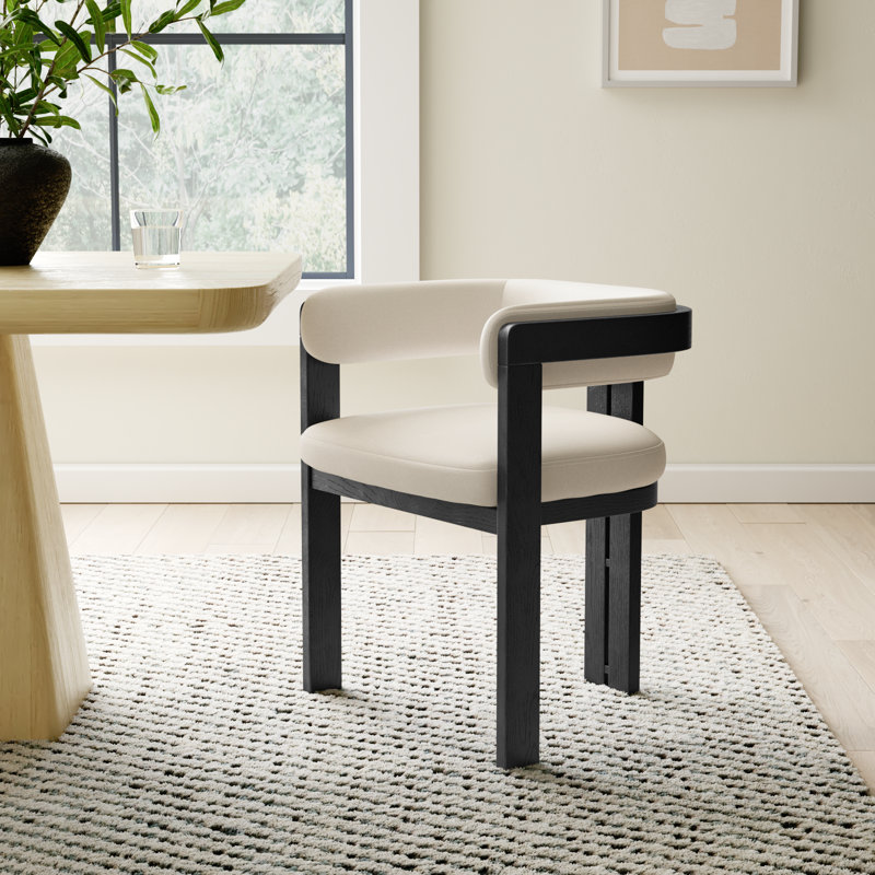 18.71'' H Fabric Upholstered Oak Armchair, Black
