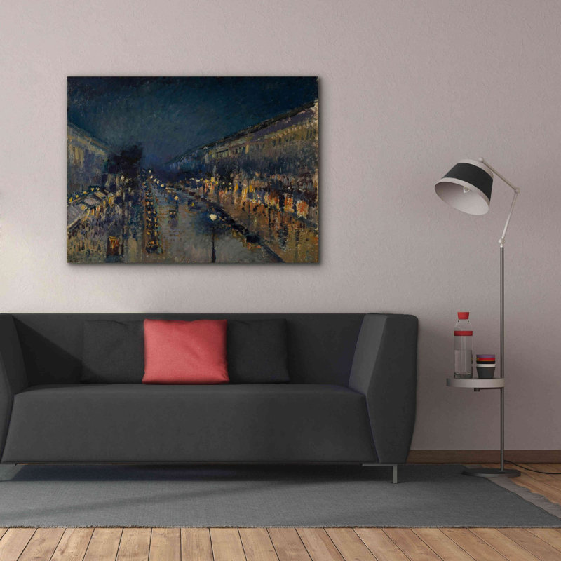 «Boulevard Montmartre At Night, 1897» par Camille Pissarro, estampe numérique sur toile, H 40 po x l 54 po x P 1,5 po