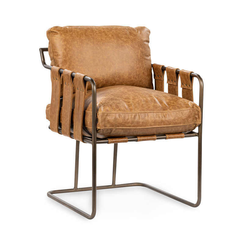 Chaise de salle à manger en cuir, Châtaigne