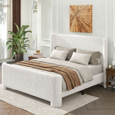 Faux Fur Upholstered Wingback Bed Frame