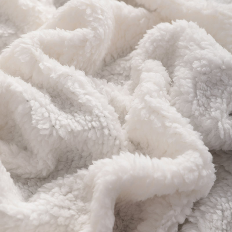 Navy Blue Cotton Cable Knit Sherpa Throw Blanket 51" x 67"