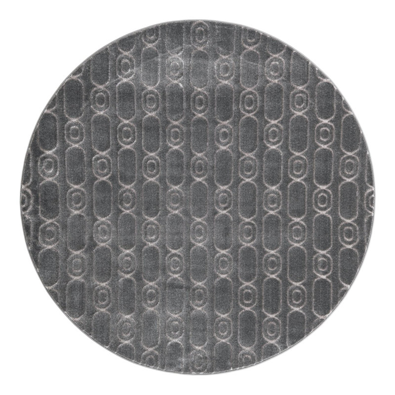 Latitude Run® Column Nikica Rug Gray and Silver, Round 6'1"