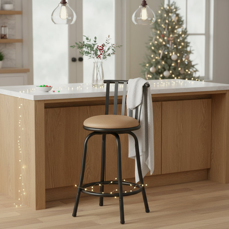Swivel Counter Stools BarStool Upholstered Seat Includes 24" & 29" Legs Adjustable Height for Kitchen Island Bars and office