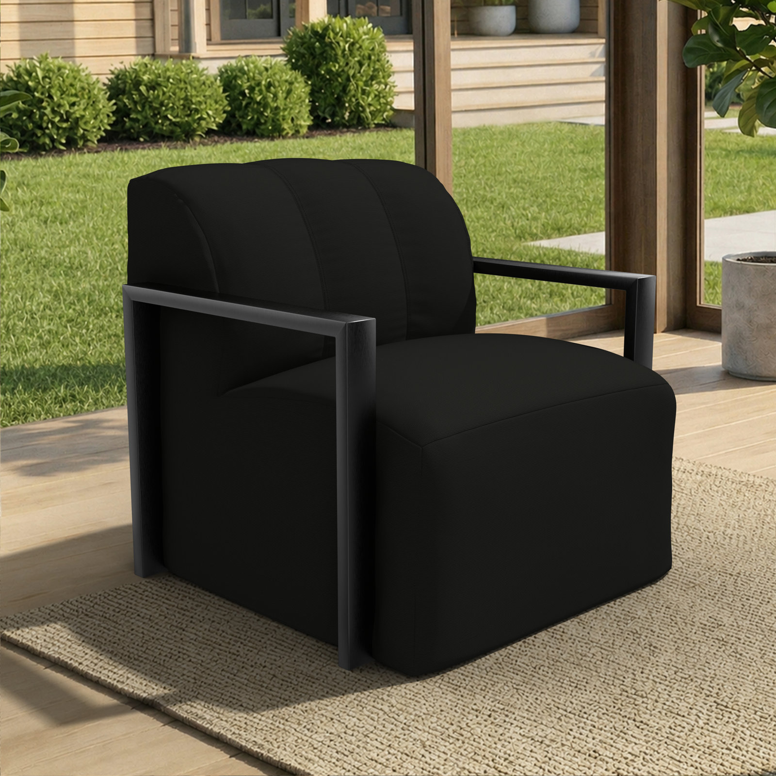Rosalie Sunbrella® Patio Lounge Chair, Sunbrella® Canvas Black