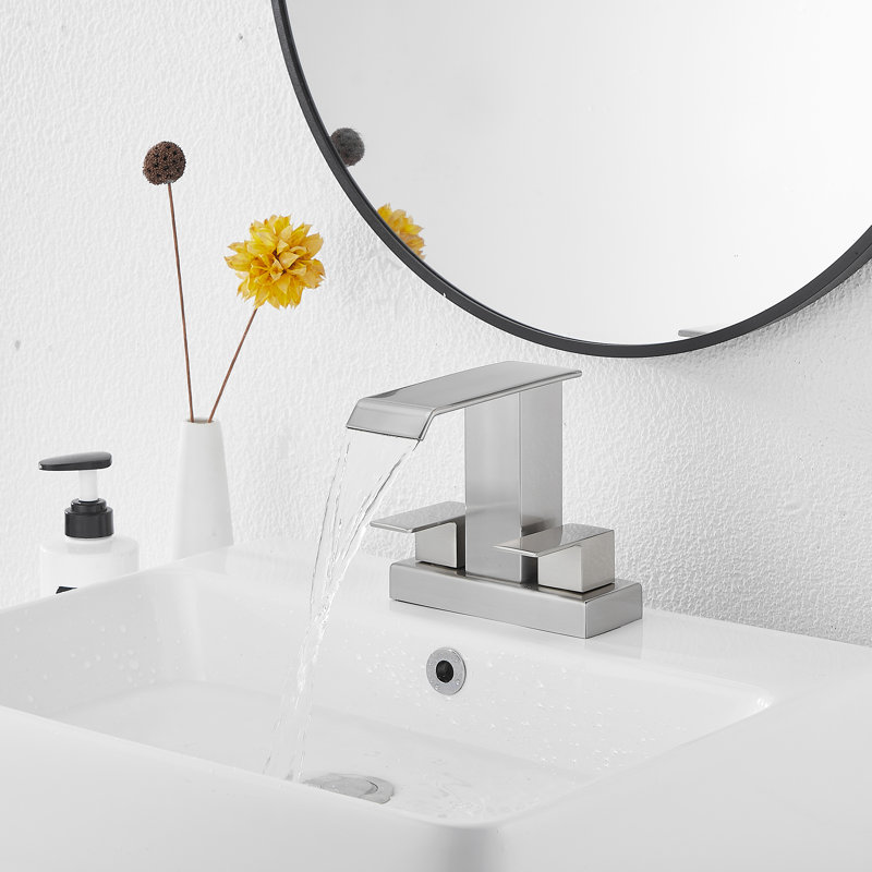 Centerset 2-handle Bathroom Faucet with Drain Assembly, Brushed Nickel