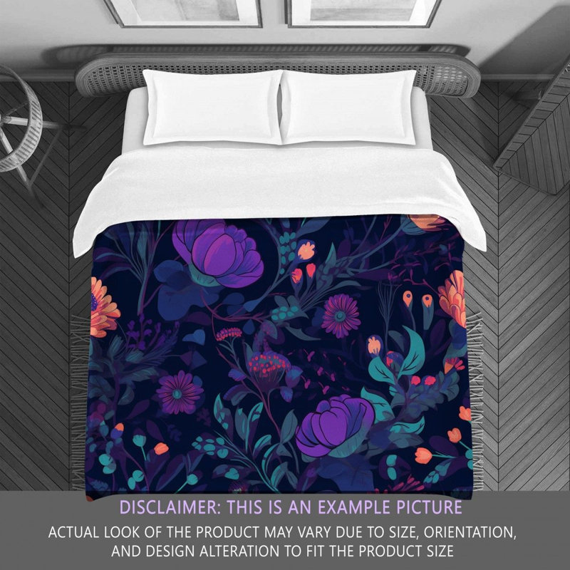 Machine Printed Comforter, Twin Extra Long Comforter, Navy/Purple