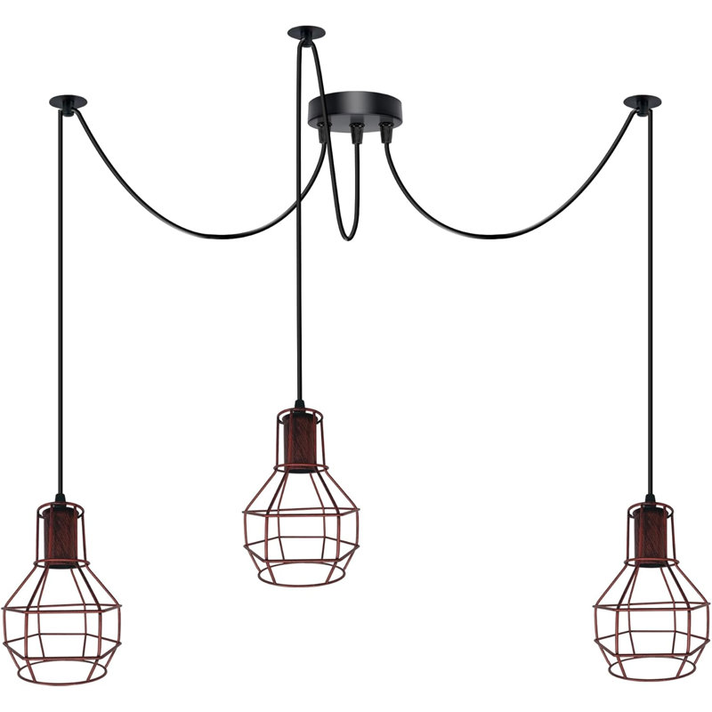 - Light Rustic Red Cluster Pendant, 3