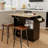 Drop Leaf Mobile Kitchen Island Cart with Power Outlet and Adjustable Shelf-1401792239
