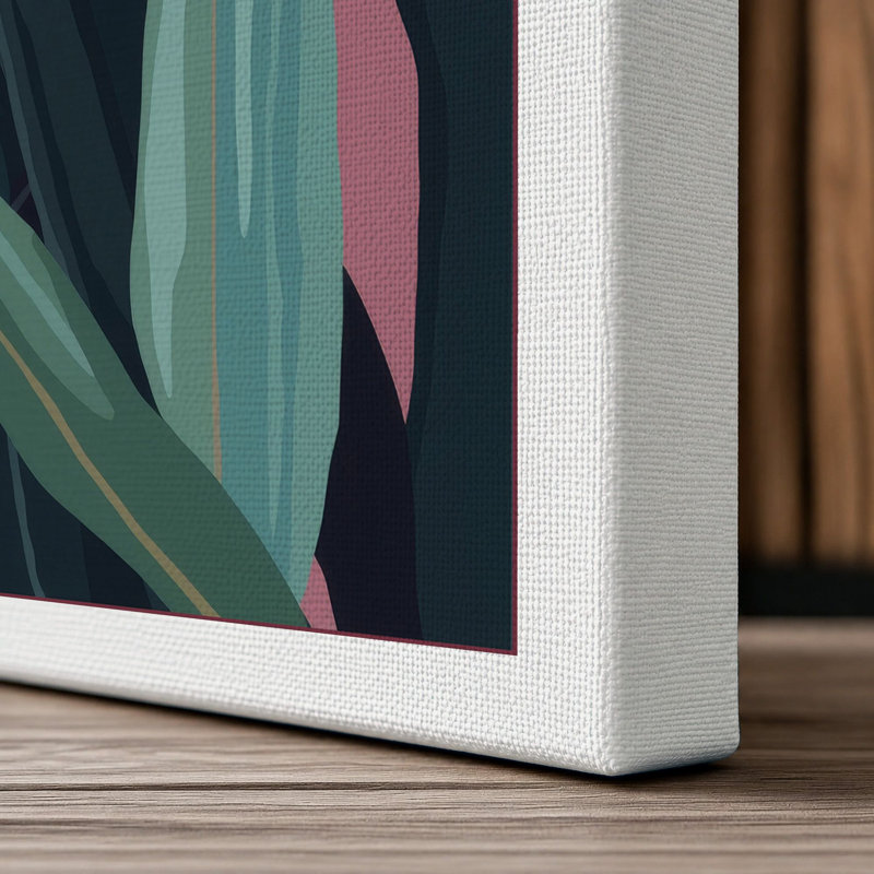 Geometric Foliage Botanical - Wrapped Canvas, 18x12 - 45.7 x 30.5 cm, White Border