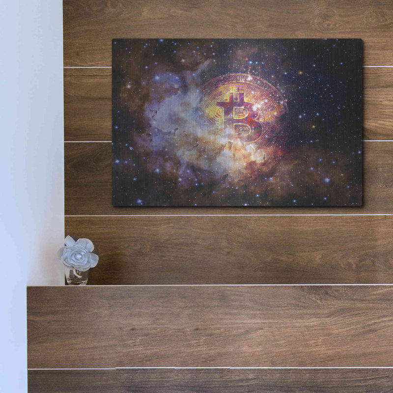 «Bitcoin Nebula», art mural en métal, H 12 po x l 16 po