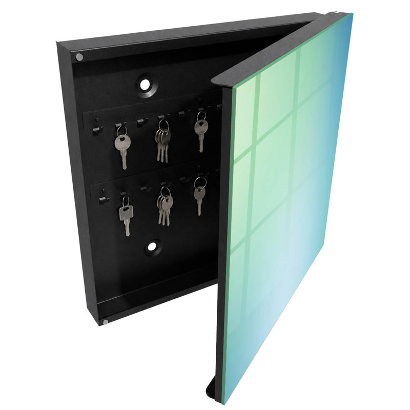 Key cabinet, Opens to the right, 30x30x5, White, Gentle gradients of green and blue, 