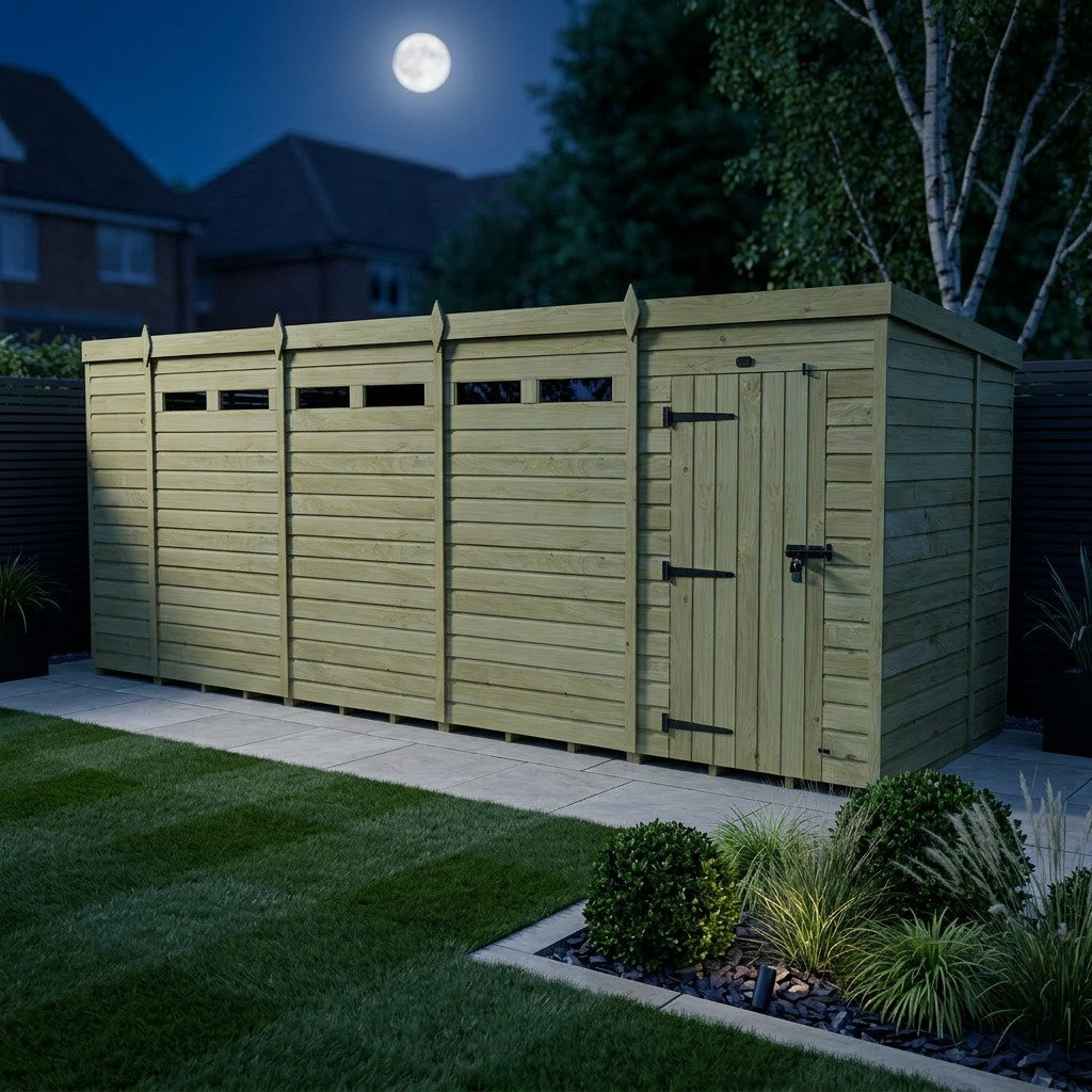 Total Sheds 17ft x 7ft Security Pent Shed - Heavy-Duty Hasp Staple Anti-Tamper - Pressure Treated Timber - UK Manufactured