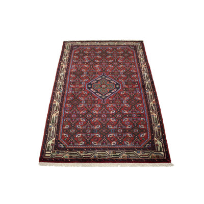 Tapis unique en laine noué à la main de style années 1990 de 3 pi 7 po x 5 pi 4 po Blane