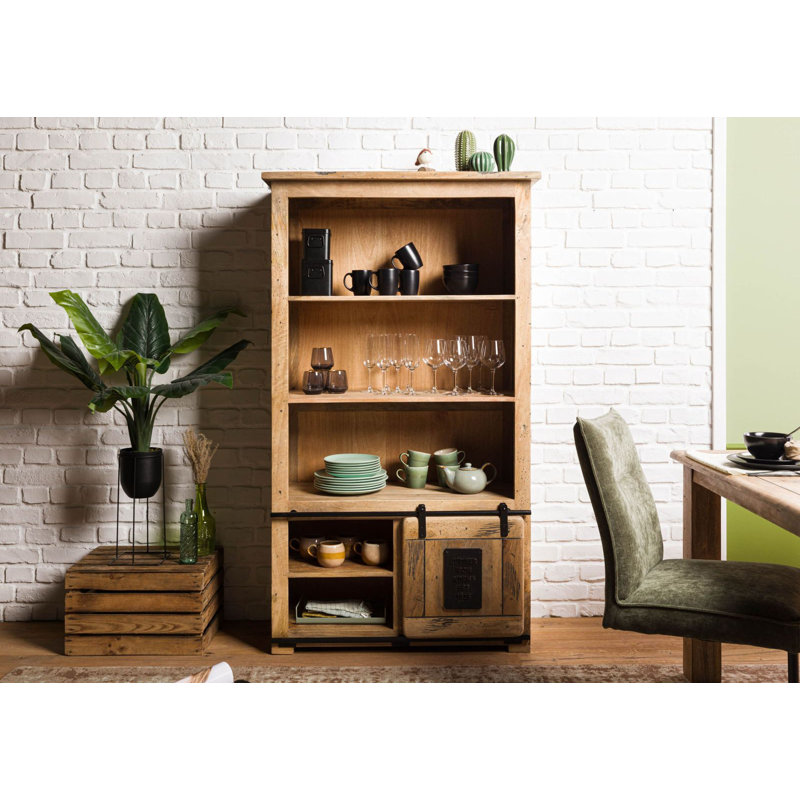 175cm H x 100cm W Solid Wood Standard Bookcase, Natural