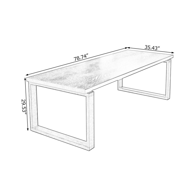 Black Rectangular Solid Wood Desk, 29.53" H x 78.74" W x 35.43" D