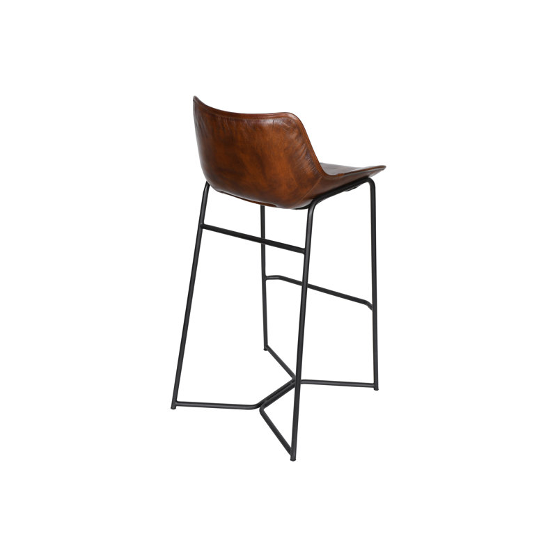 Jobin Upholstered Counter Stool with Metal Frame, Bar Stool (29" Seat Height), Hand Washed Chestnut