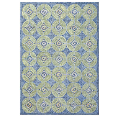 Tapis crocheté américain en bleu / vert
