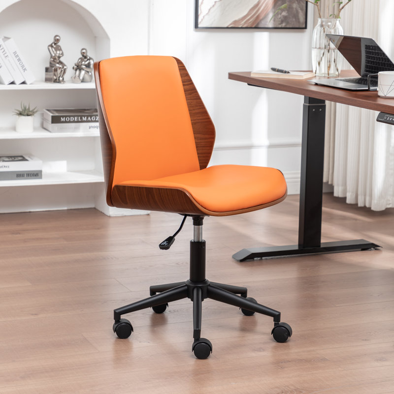 Chaise de bureau rembourrée en similicuir Bryonie, Orange