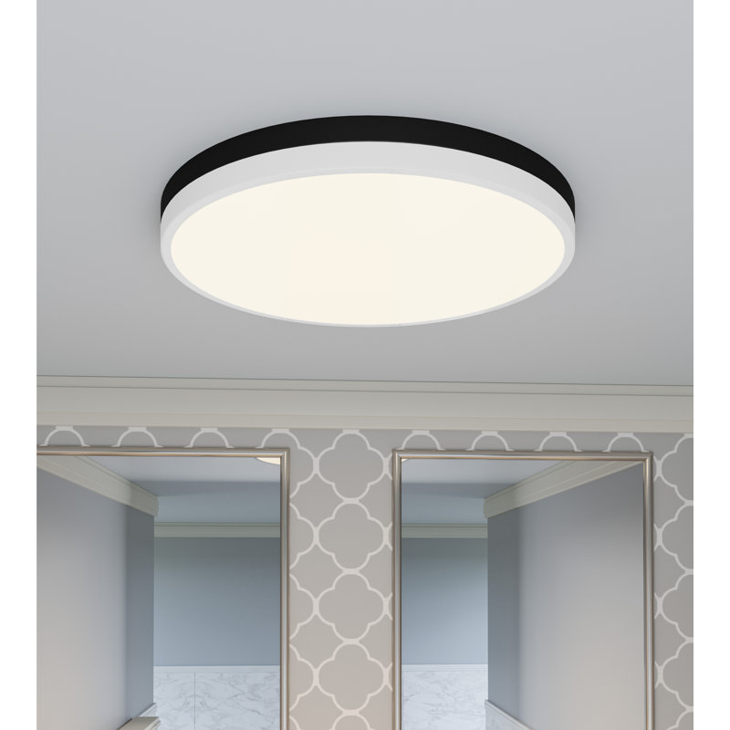 Acrylic LED Flush Mount, Matte Black/White
