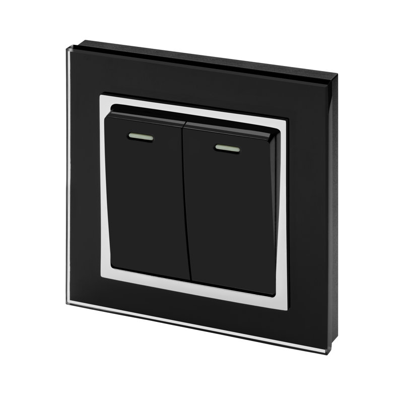 Crystal CT 2 Gang Rocker Light Switch  Black Intermediate, Black