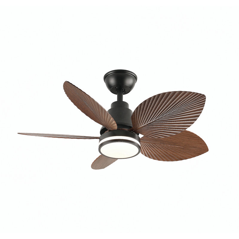 Ventilateur de plafond de 37 pouces avec lumière, 3 pales en ABS en forme de feuille, télécommande, moteur à courant continu réversible à 6 vitesses pour le salon, la chambre à coucher et la salle à manger