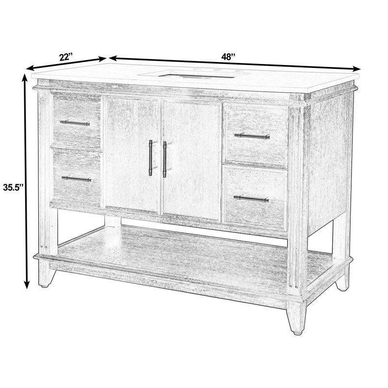 Reece 48 in. W Quartz Top Single Sink Bathroom Vanity