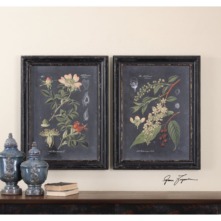 Birch Lane™ Bergenfield Midnight Botanicals Framed On Wood 2 Pieces by  Vision Studio Print & Reviews