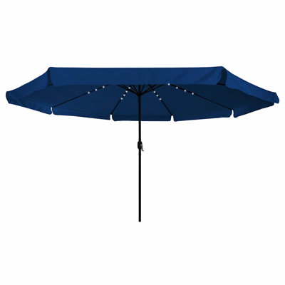 Garden Parasol with LED Strip Lights Polyester Outdoor Shade Summer