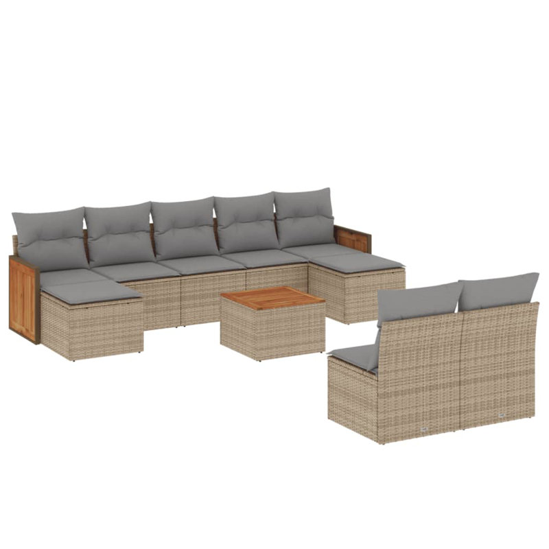  Ensemble de canapé de jardin modulaire en PE rotin beige
