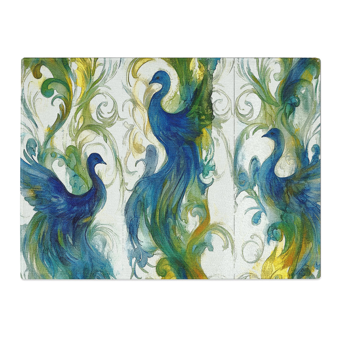 Watercolour Birds Vol.4  Glass Chopping Board