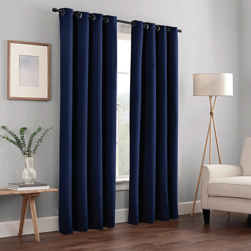 Frasco Blackout Curtain Pair, Navy, 116.84cm Width x 182.88cm Drop