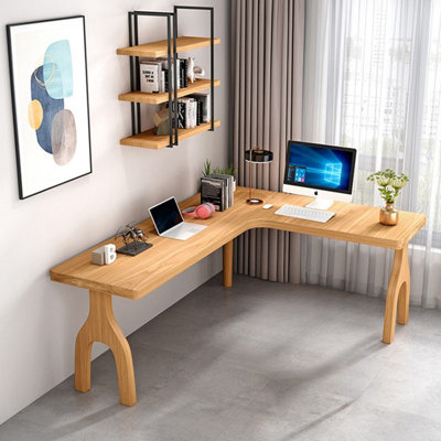 Bureaux en bois massif en L Burlywood