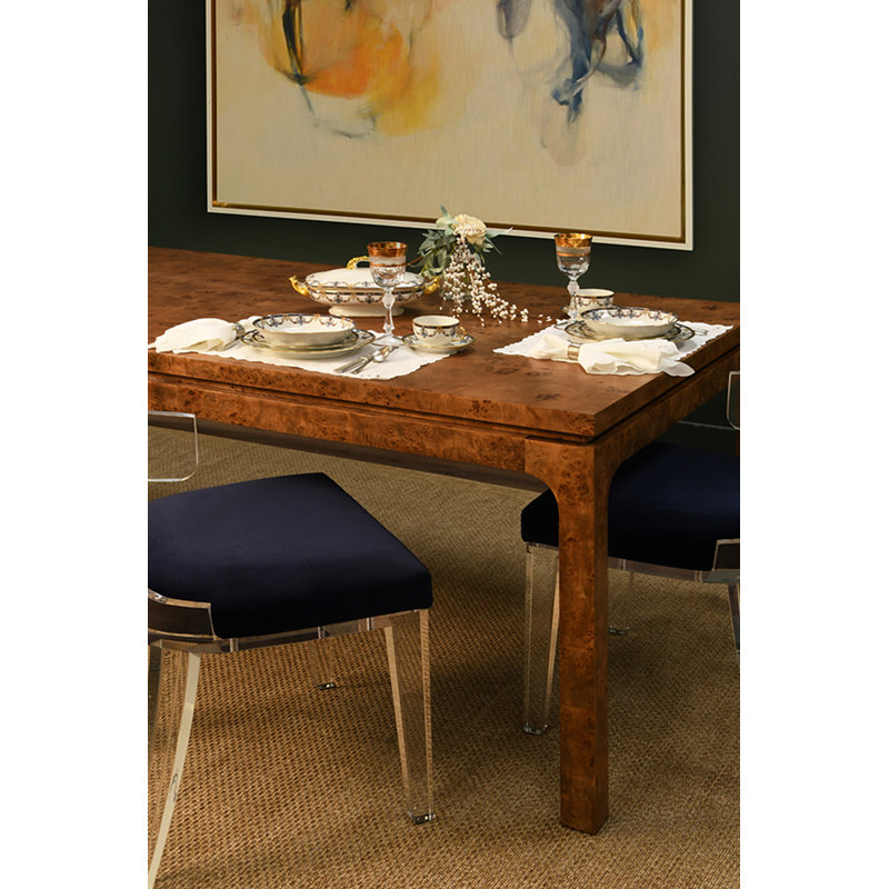 Modern Rectangular Dining Table, Dark Brown Wood