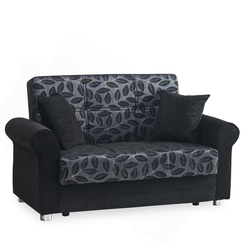 Causeuse convertible avec rangement Primenest Grandera Collection, noir, Noir / gris métallique