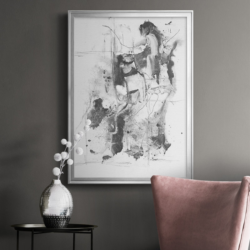 Graphite abstrait I, reproduction encadrée de qualité supérieure - prête à être accrochée, H 30,5 po x l 22,5 po x P 1 po