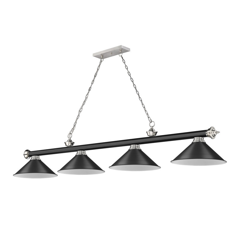 Billard 4 lumières Annaleisa, Noir mat/nickel brossé, Noir mat