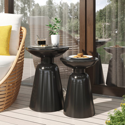 Ensemble de 2 tables d'appoint d'extérieur en fer