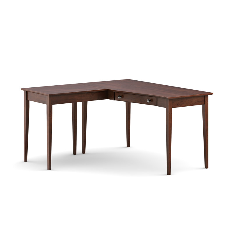 Bureau en bois massif gauche Malani, Acajou brun