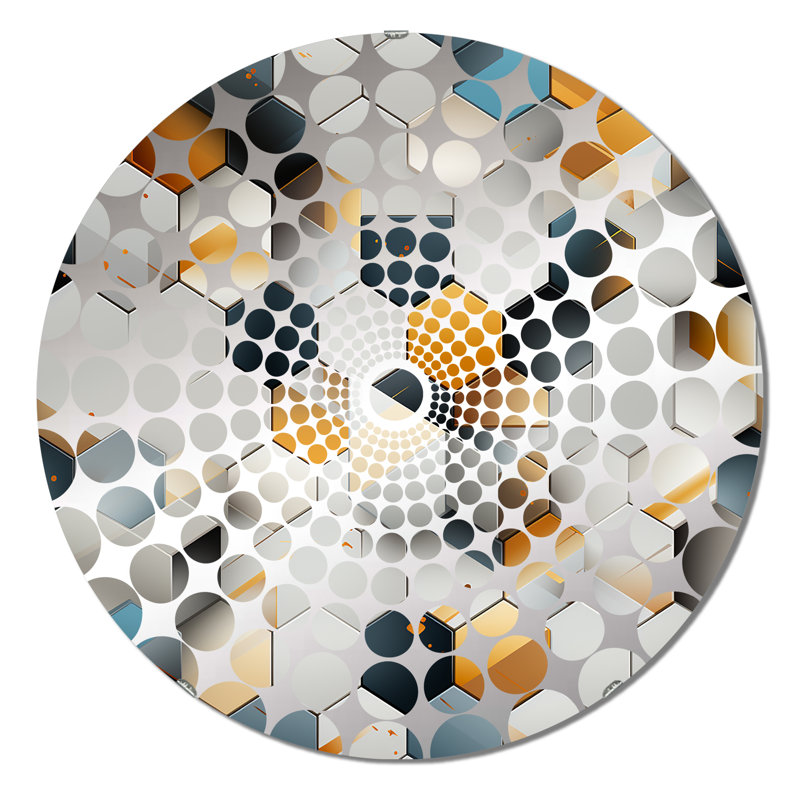 Grey Hexagons Dreams - Miroir décoratif à cercles concentriques, 23,6 po x 23,6 po